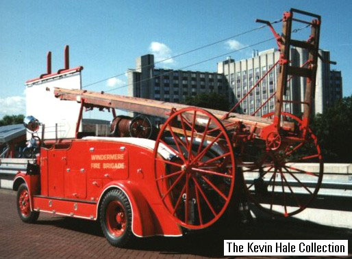 JM 4779 - 1938 Leyland Cub FK6 PE - Picture taken by Kevin Hale at Earls Court, London, on the 22nd July 1995, whilst appearing at the Royal Tournament with the Fire Service Preservation Group.