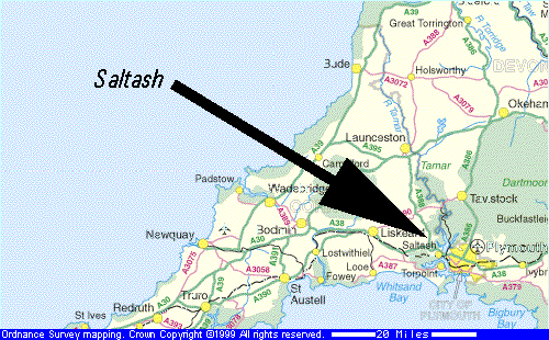 Large scale location map of Saltash