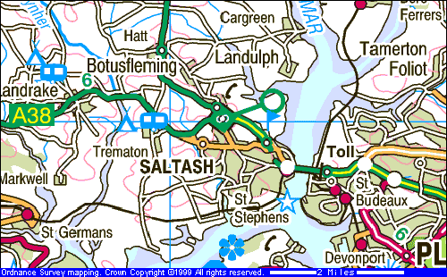 Small scale location map of Saltash