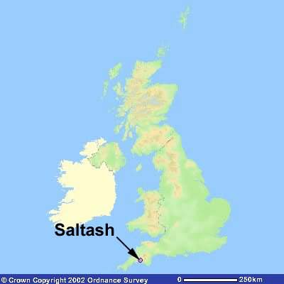 Map of the UK showing location of Saltash
